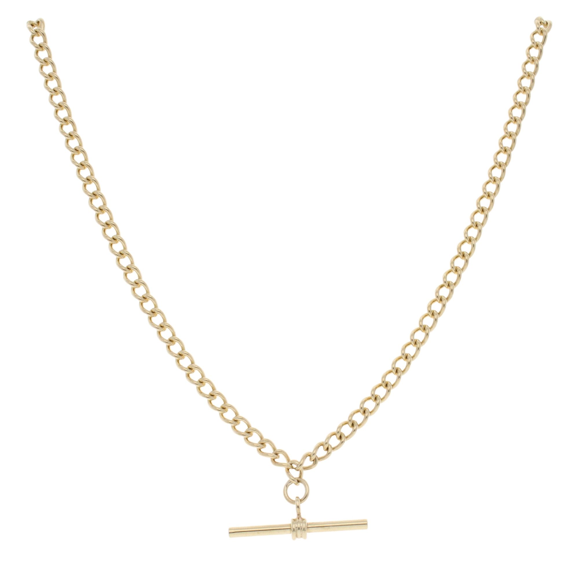 9ct Yellow Gold Curb Tbar Chain 18" Ramsdens Jewellery