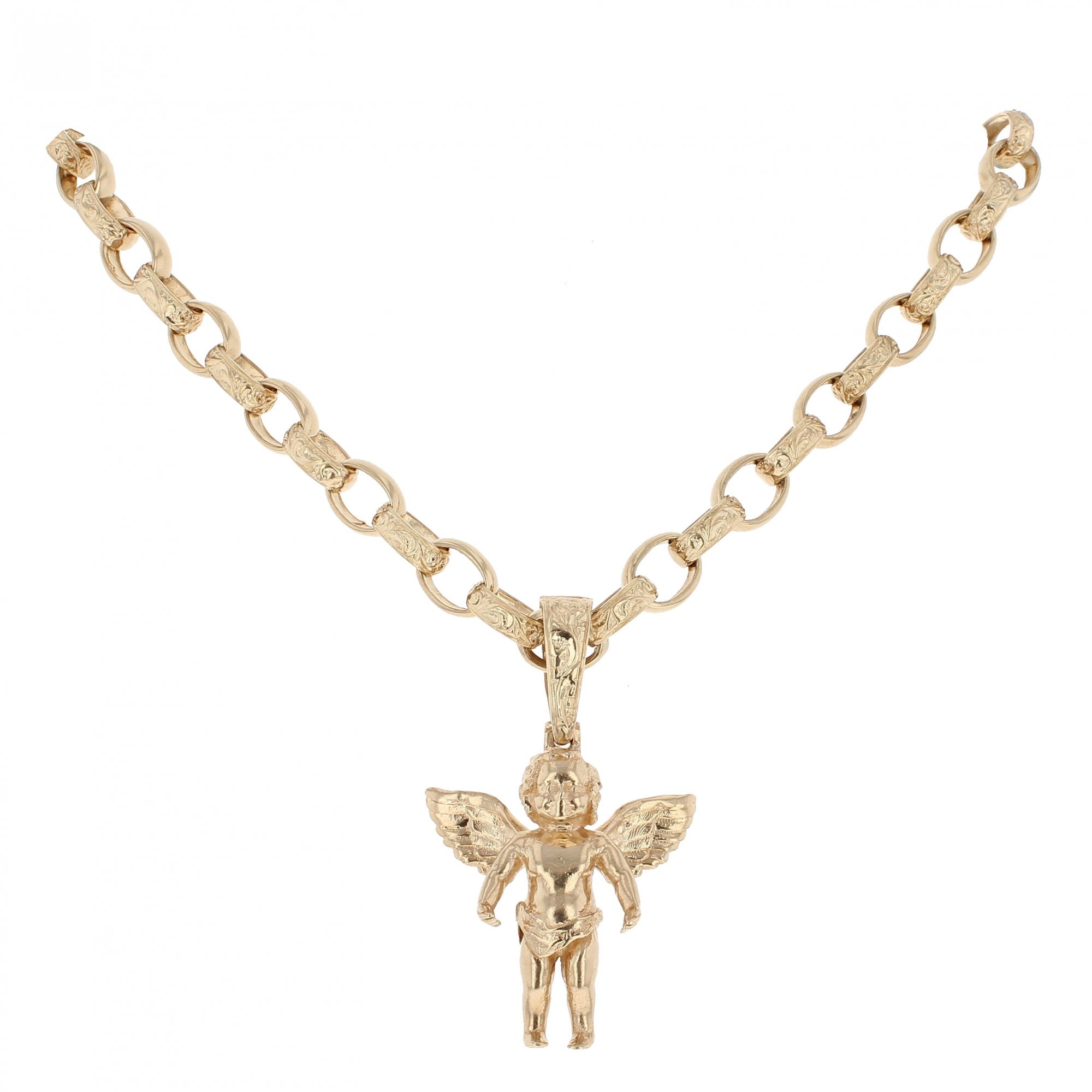 9ct Yellow Gold Cherub Pendant and 