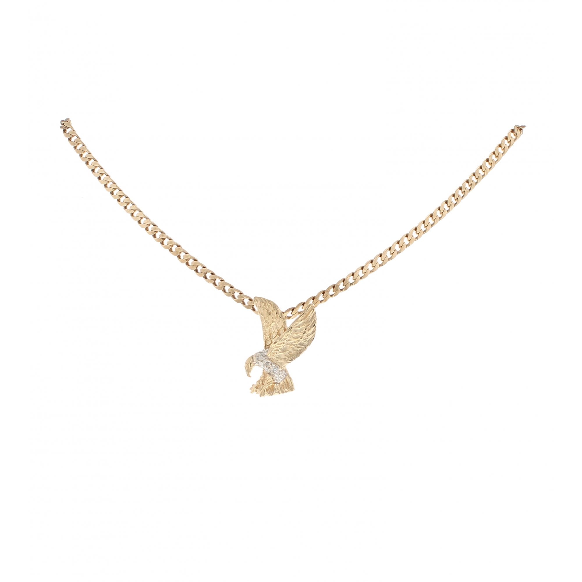 9ct Yellow Gold Diamond Eagle Pendant 
