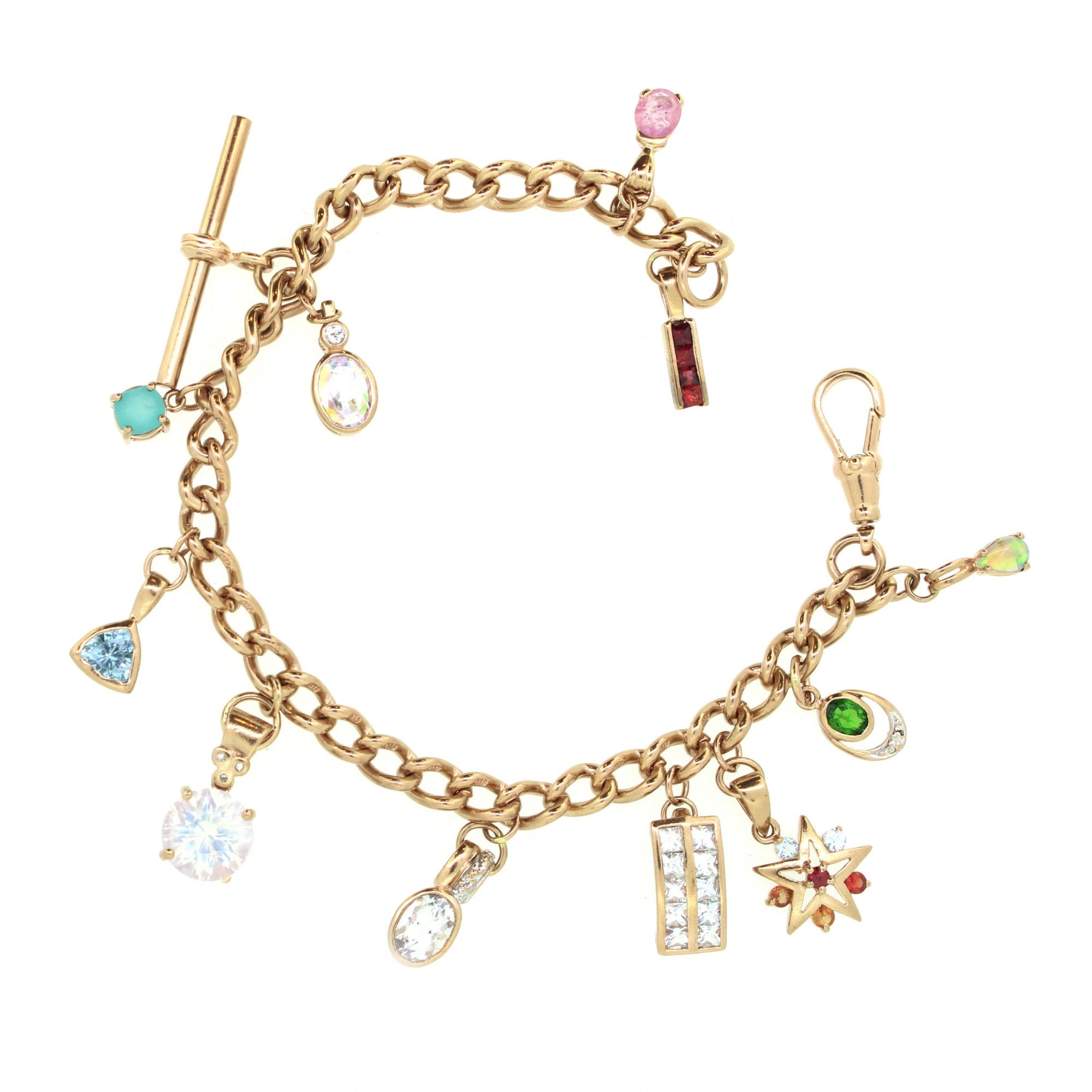 9ct Rose Gold Multi Stone Charm 8 