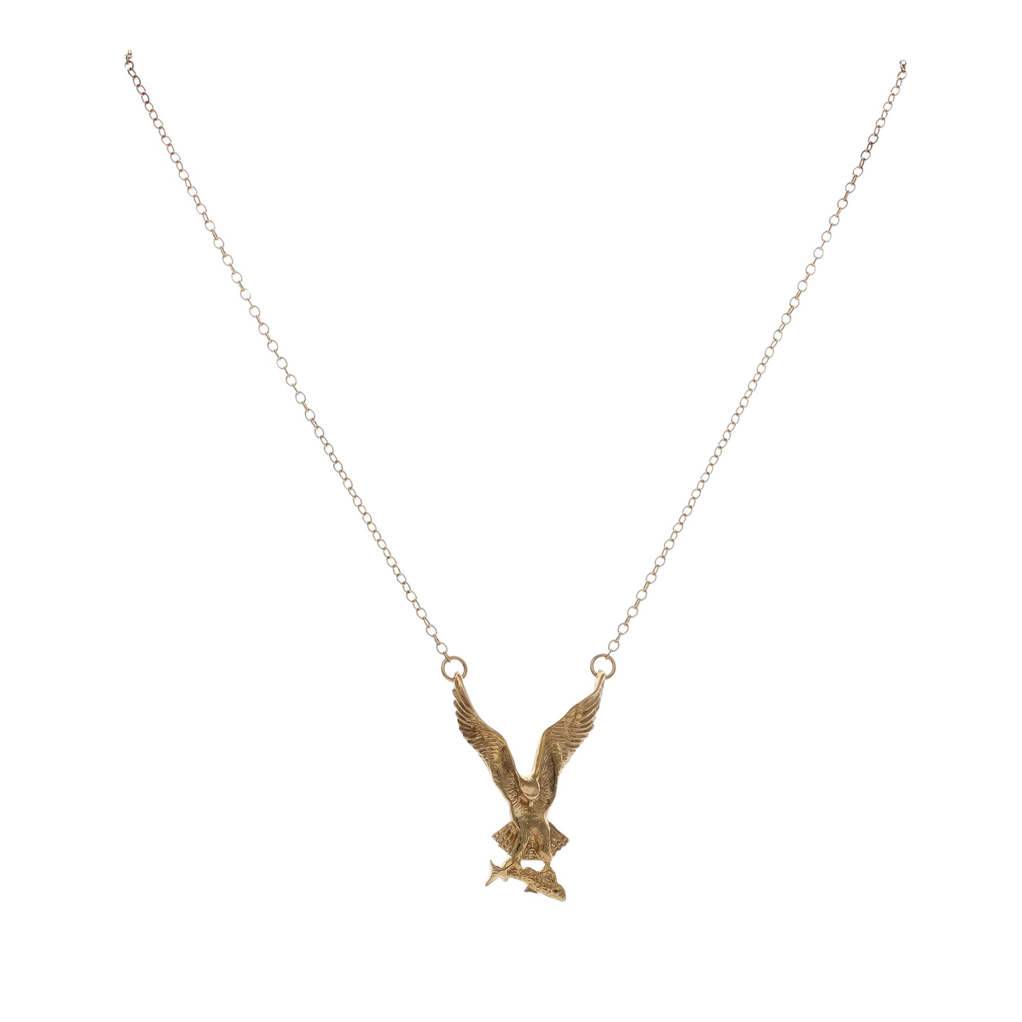 9ct Yellow Gold Eagle with Fish Pendant 