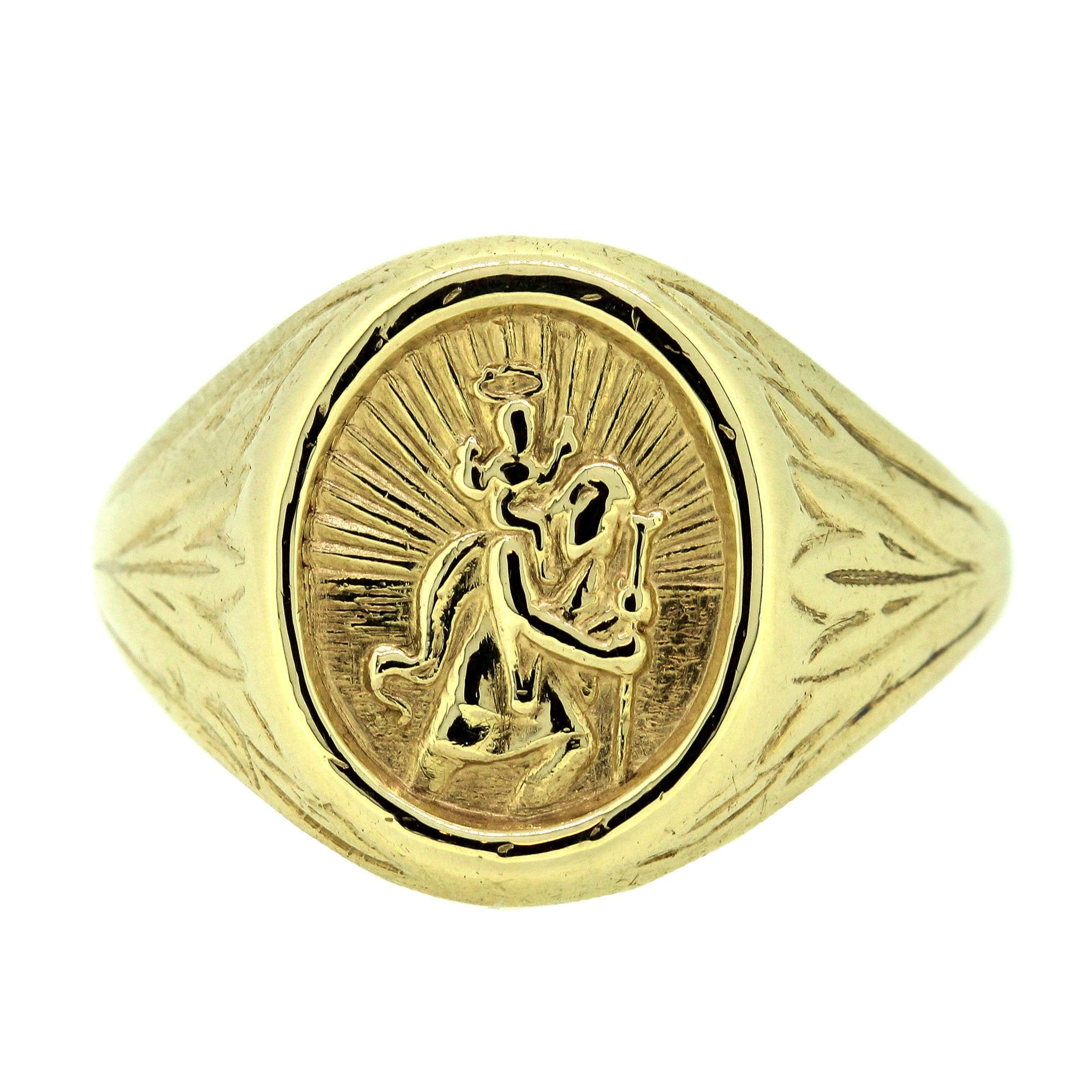 9ct Yellow Gold St Christopher Signet 