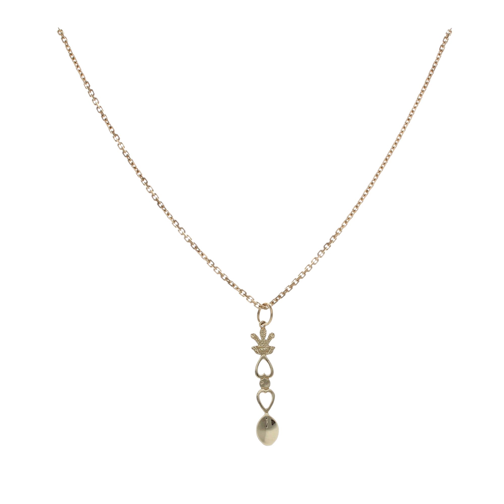 9ct Yellow Gold Love Spoon Pendant and 