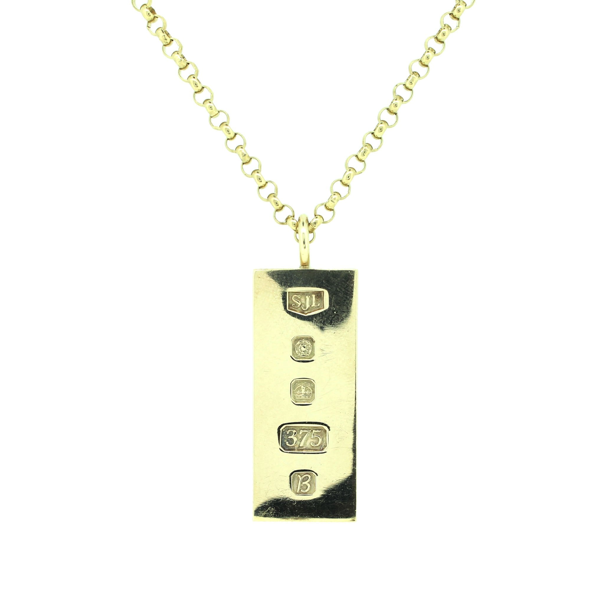 9ct Yellow Gold Ingot Pendant And 30 