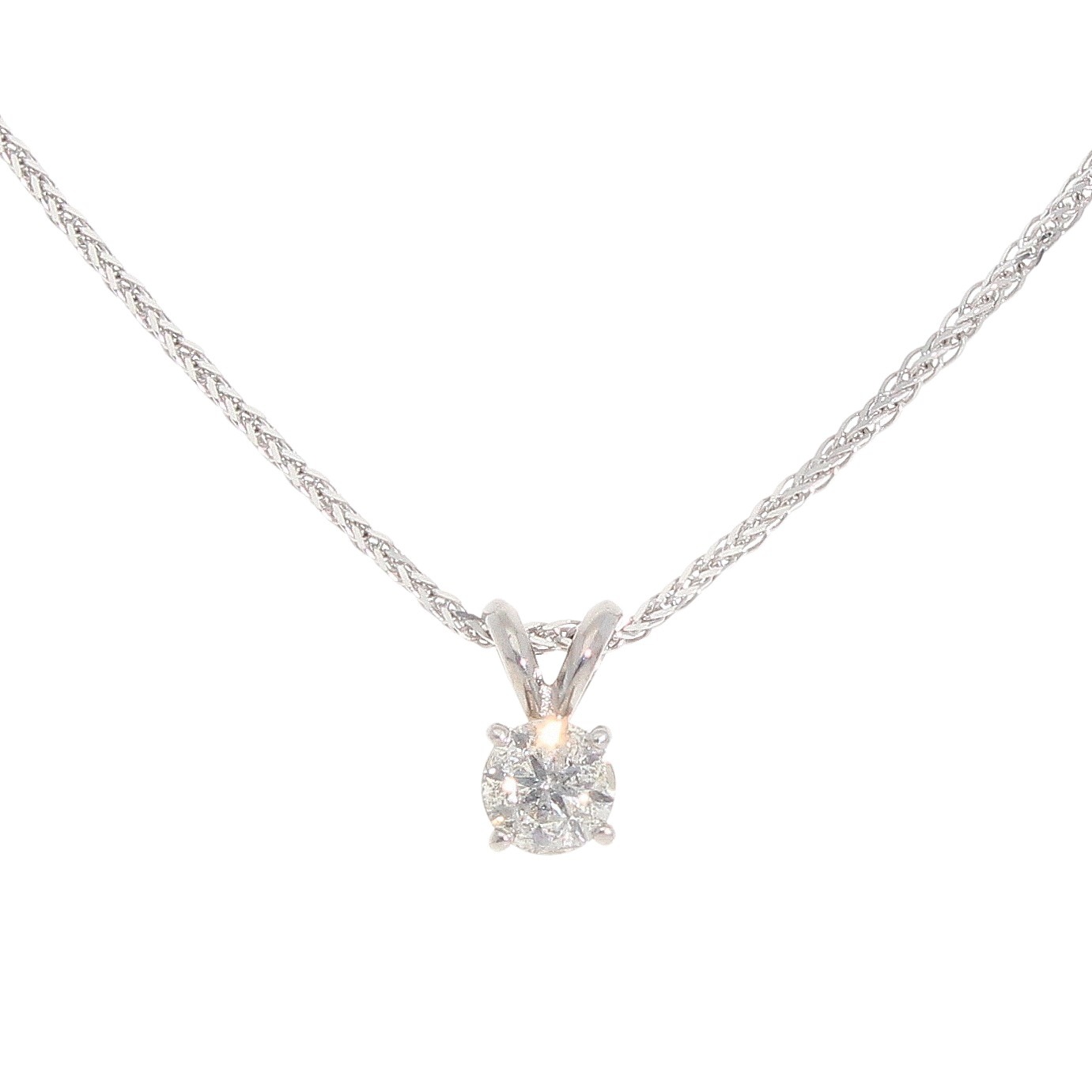 14ct White Gold Diamond Pendant and 