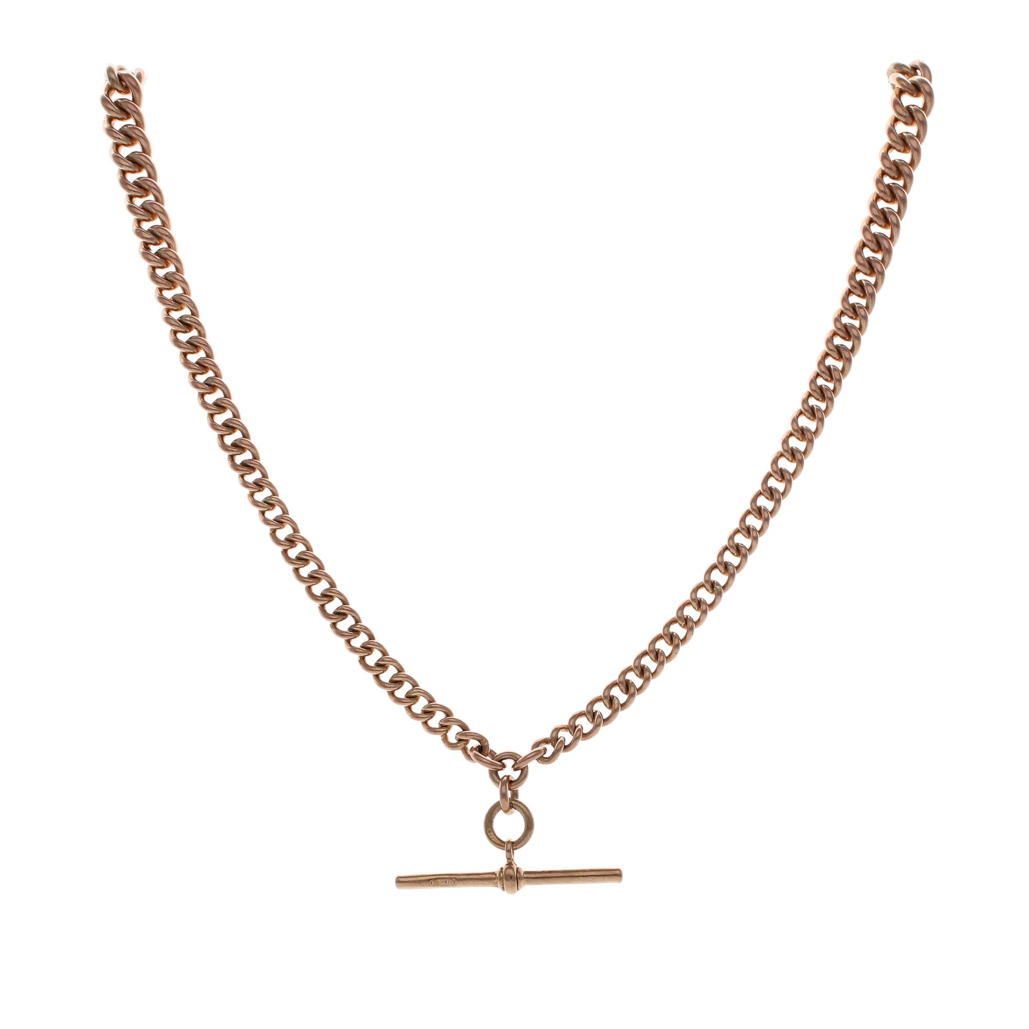 9ct Rose Gold Albert T Bar Chain 20 