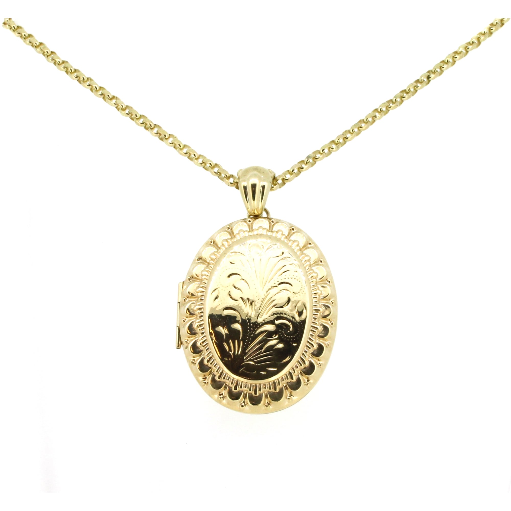9ct Yellow Gold Large Oval Locket And 