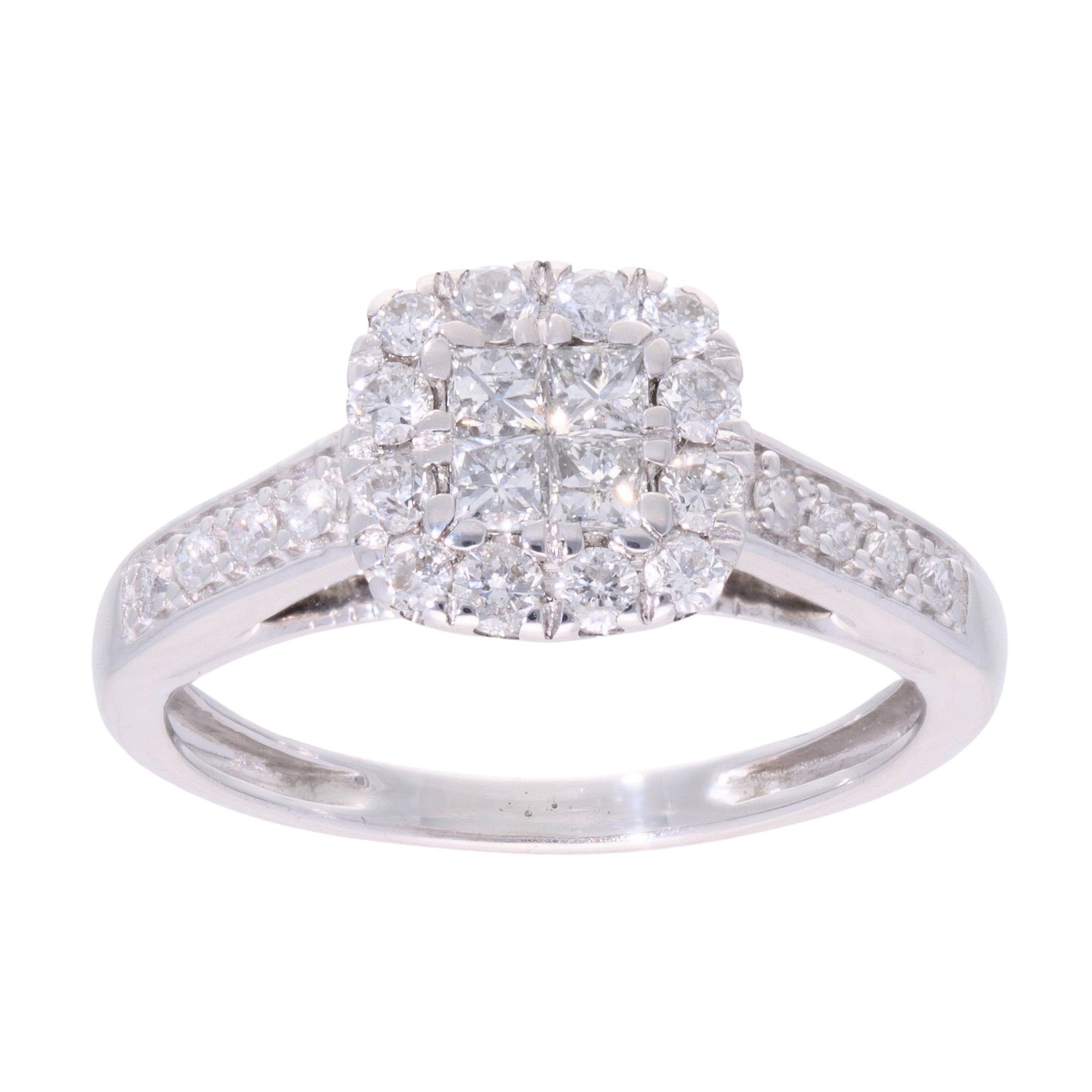 9ct White Gold 0.35ct Diamond Princess Cluster Ring Ramsdens Jewellery