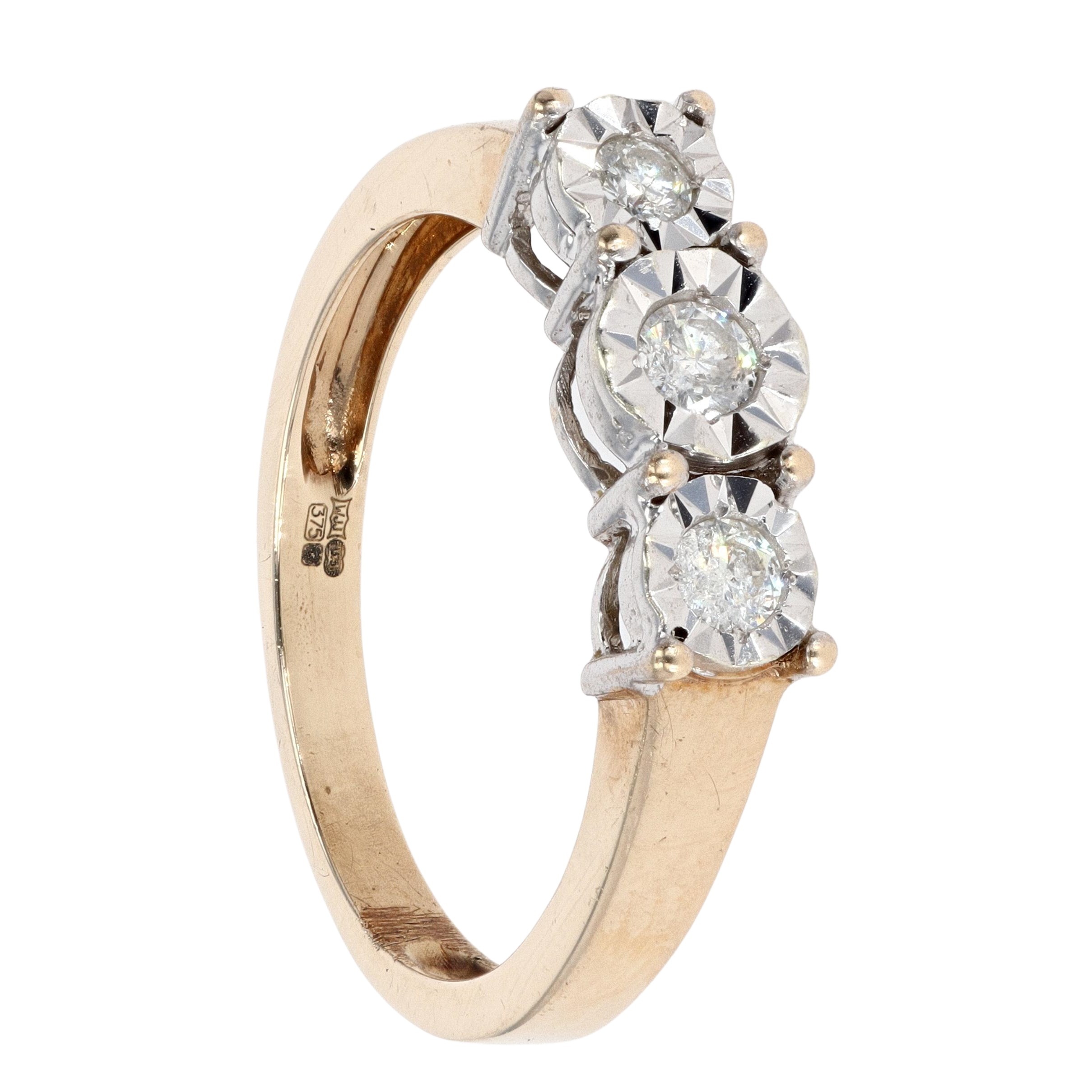 9ct Yellow Gold Diamond Trilogy Ring Ramsdens Jewellery