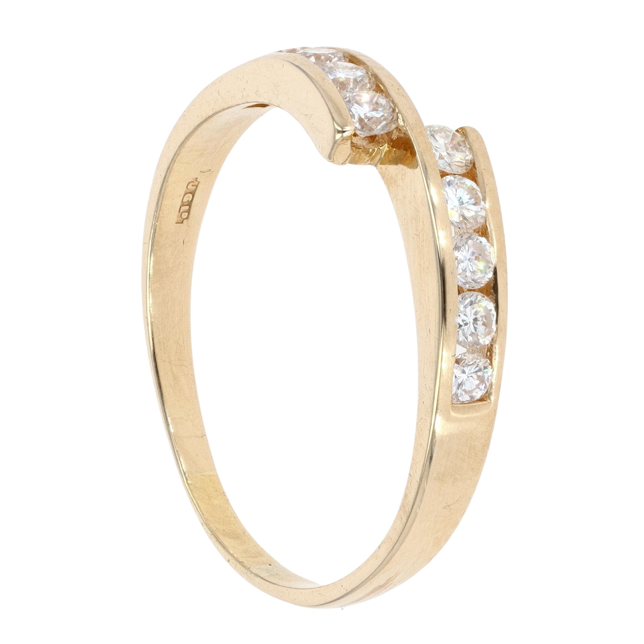 18ct Yellow Gold Diamond Crossover Ring Ramsdens Jewellery