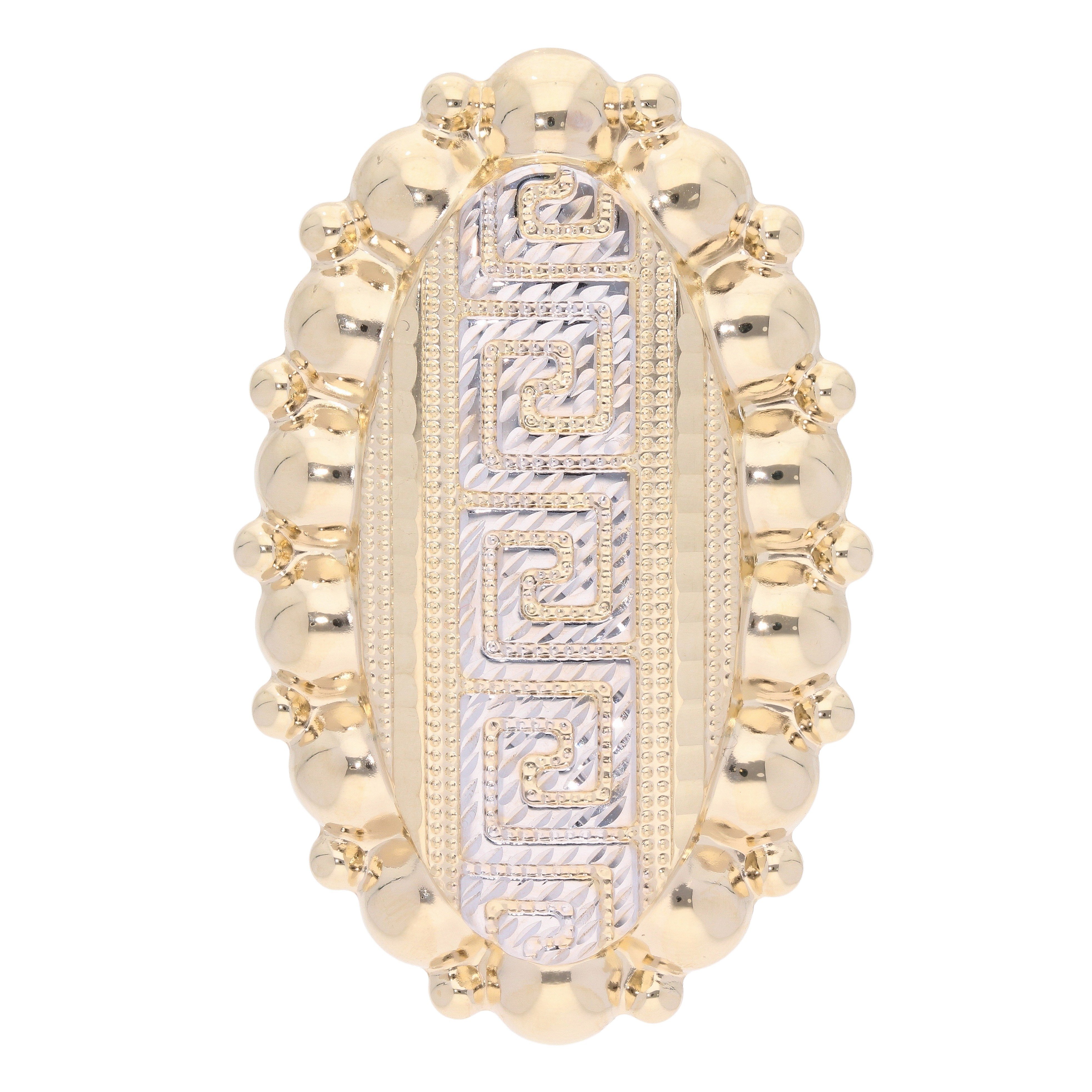 14ct Yellow And White Gold Greek Key Ring Ramsdens Jewellery