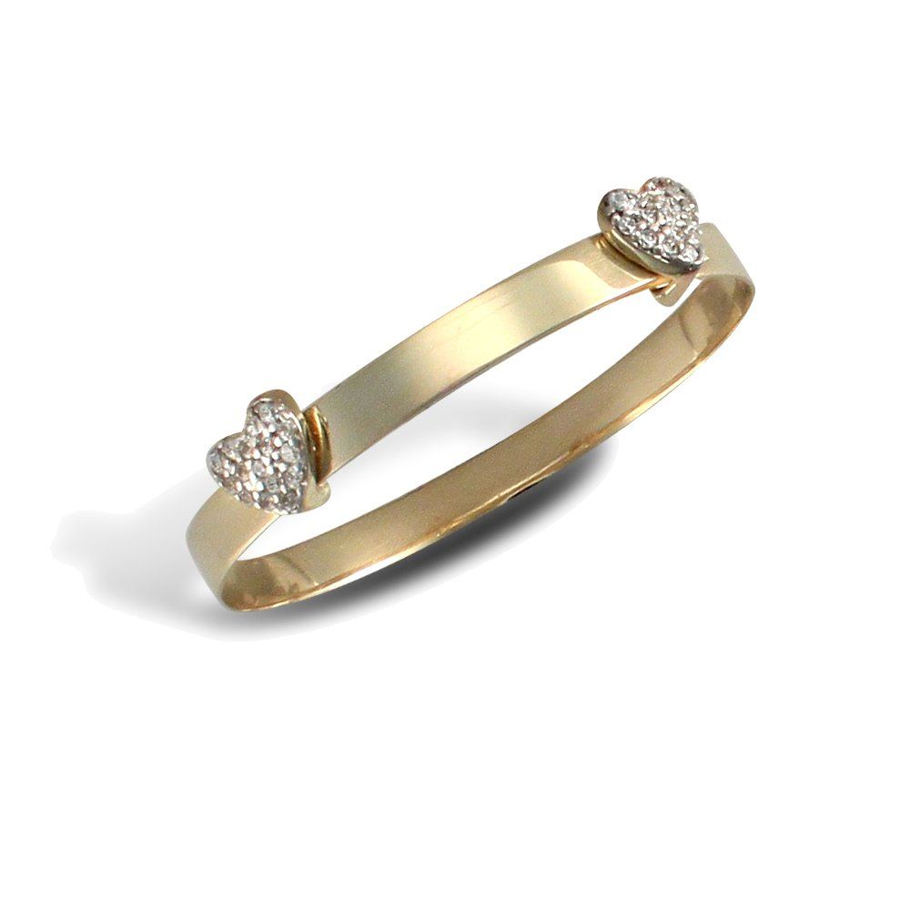Personalised 9ct Gold Baby Bangle With Flower & Heart Pattern - Dolce Valentina