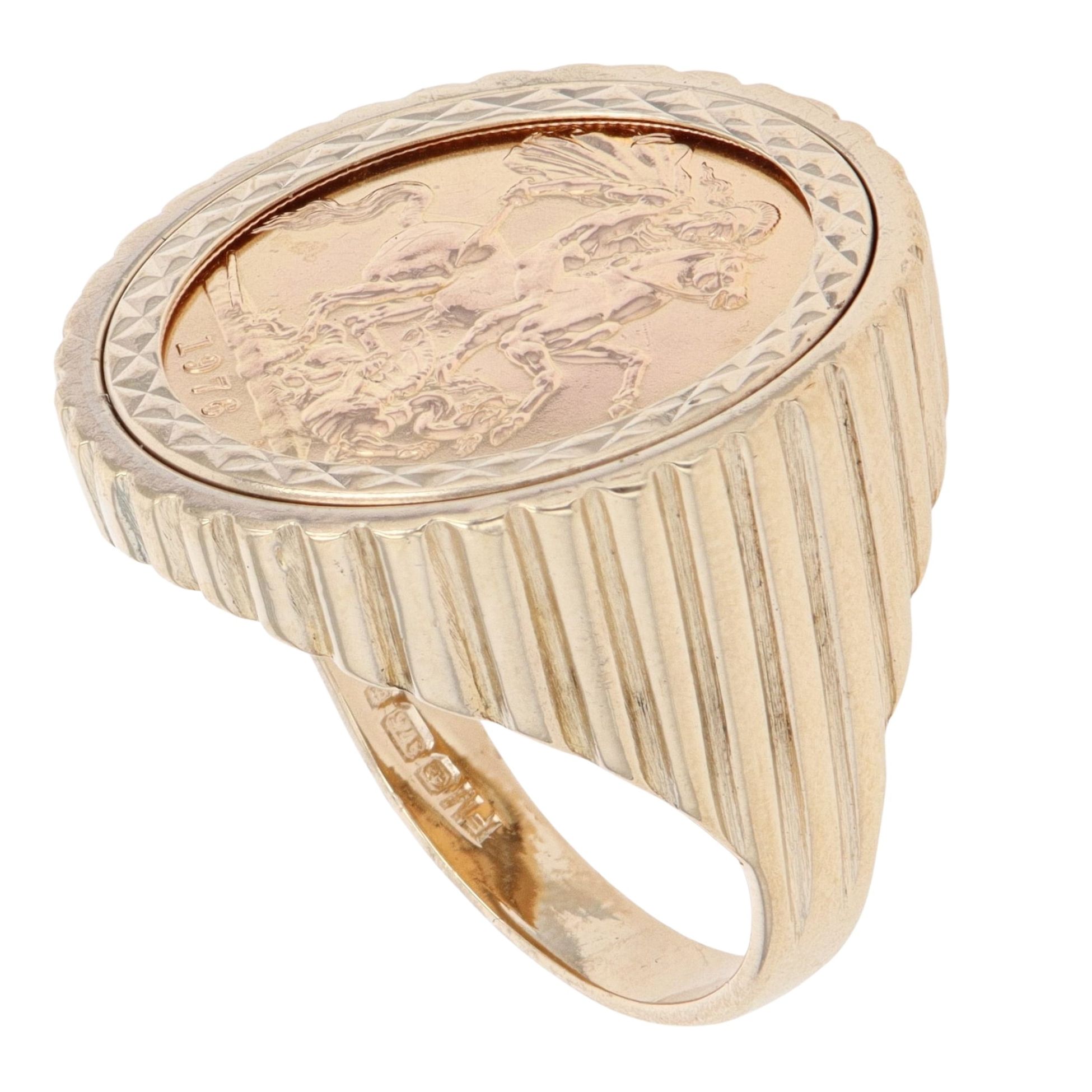 9ct Yellow Gold 1976 Elizabeth II Full Sovereign Coin Ring ...