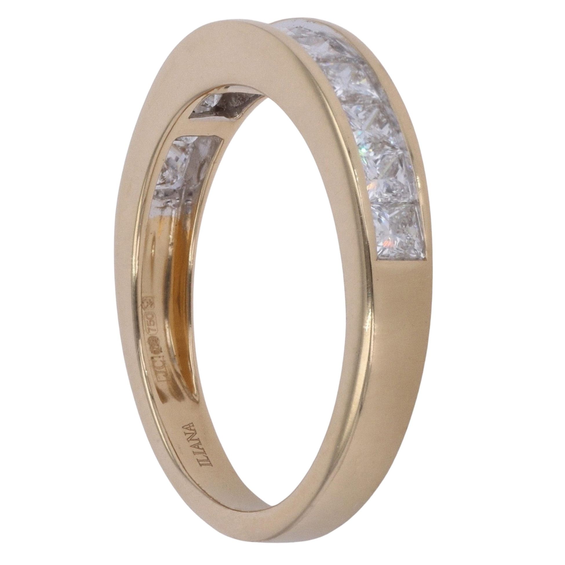 18ct Yellow Gold 1.10ct Princess Cut Diamond Half Eternity Ring ...