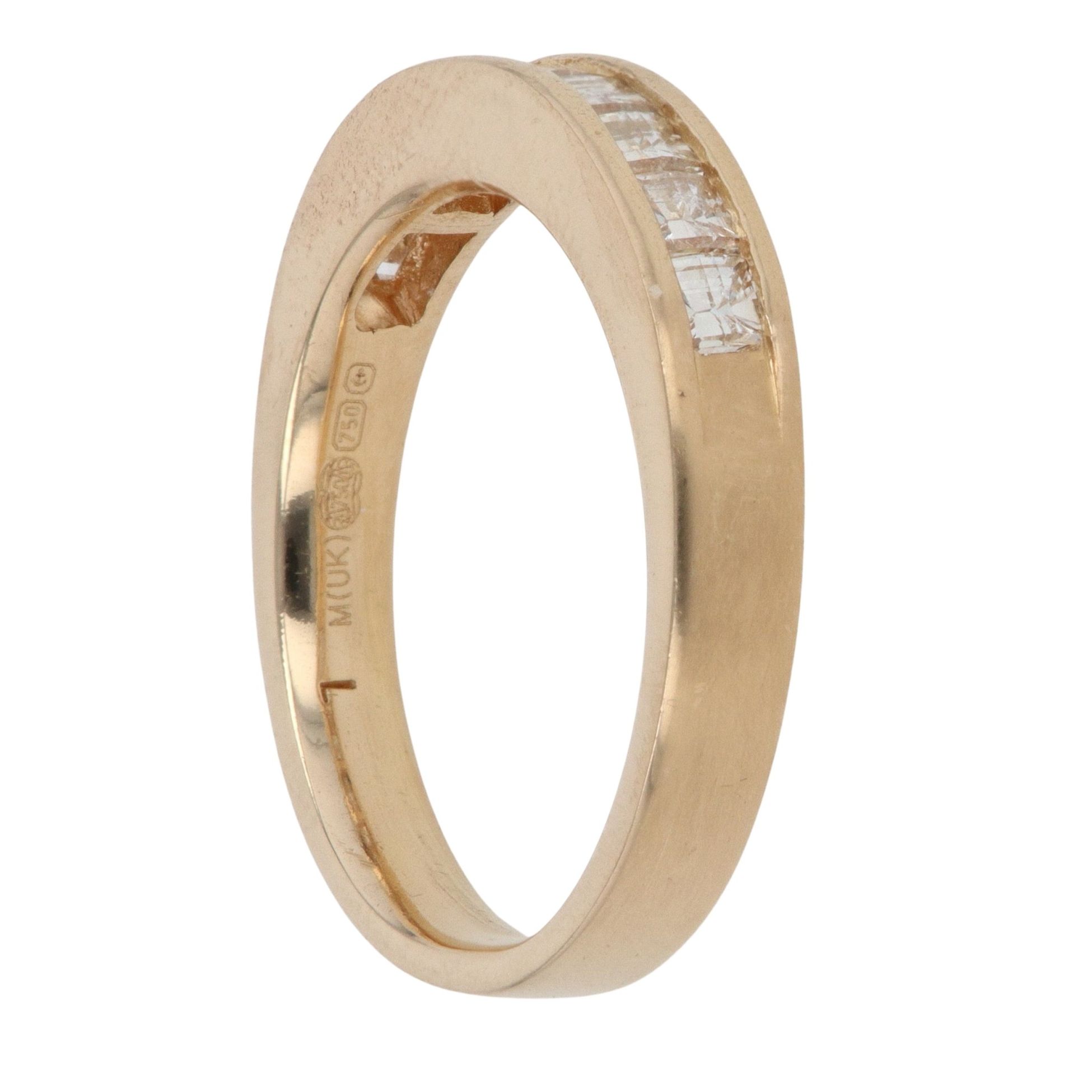 18ct Yellow Gold 0.76ct Princess Cut Diamond Half Eternity Ring ...
