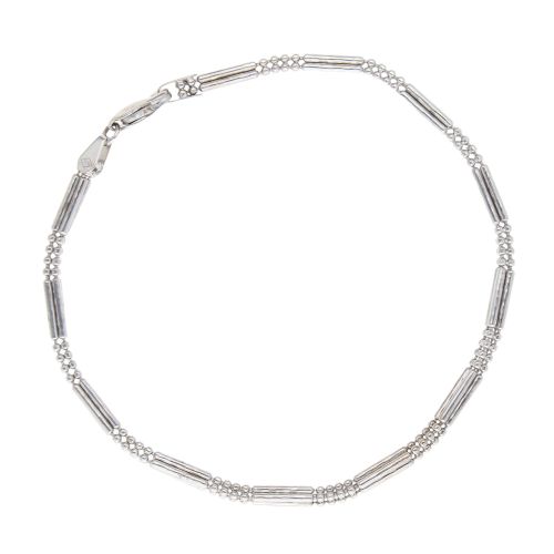 18ct White Gold Bars And Beads Bracelet 7" RAMS704308717010 Ramsdens Jewellery