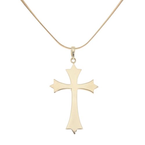 14k Real Yellow Gold Small Cross Pendant – 1.1 Inches (Bail Included) – Alex And Elsa PT881