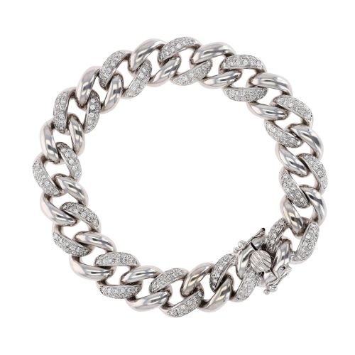 18ct White Gold 2.41ct Diamond Curb Bracelet 7.5" RAMS689302132001 Ramsdens Jewellery