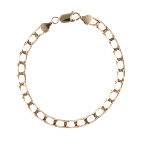 9ct Yellow Gold Square Link Curb Bracelet 7.5" RAMS110283438004 Ramsdens Jewellery