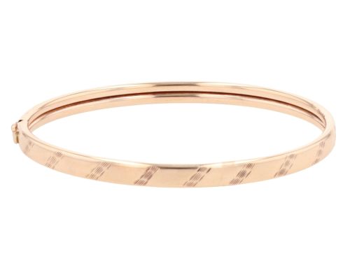9ct Yellow Gold Line Patterned Hinged Bangle RAMS144360095015 ...