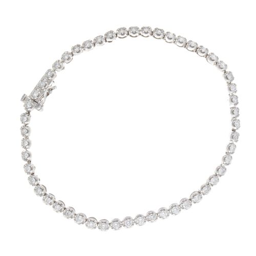 9ct White Gold 1.50ct Brilliant Cut Diamond Bracelet 7" RAMS617312133012 Ramsdens Jewellery