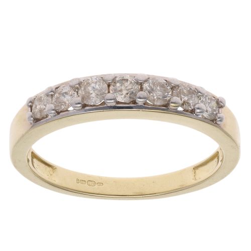 18ct Yellow Gold 0.84ct Round Brilliant Diamond Half Eternity Ring