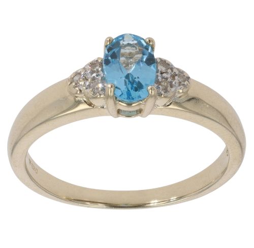 9ct Gold Diamond and Blue Topaz Dress Ring
