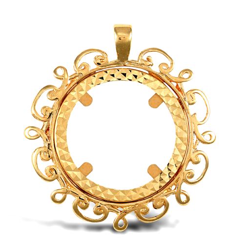 9ct Yellow Gold Full Sovereign Pendant Mount - Scroll Edge RAMSJSP003-F ...