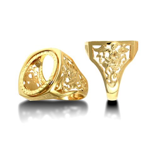 9ct Yellow Gold St George Half Sovereign Ring Mount RAMSJRN176-H ...
