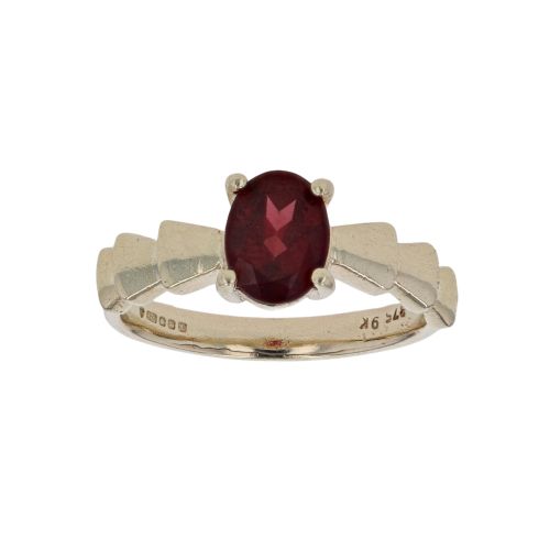 9ct Yellow Gold Garnet Single Stone Ring RAMS195321742003 | Ramsdens ...