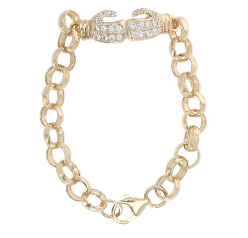 Old English Jewellers 9ct Gold On Silver Kid's Belcher Bracelet – Boxing Glove Charm – 6 Inch