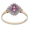9ct Yellow Gold 0.20ct Diamond and Ruby Cluster Ring