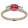 18ct Yellow Gold 0.45ct Brilliant Cut Lab Grown Diamond and Created Pink Sapphire Three Stone Ring