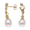 14ct Yellow Gold 0.25ct Brilliant Cut Diamond and Pearl Drop Earrings