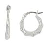 Silver Frosted Bamboo Hoop Earrings By Icesia