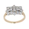 18ct Yellow Gold 1.25ct Brilliant and Emerald Cut Diamond Cluster Ring