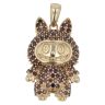 14ct Yellow Gold Brown Gemstone Bunny Pendant