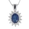 18ct White Gold Sapphire and Diamond Cluster Pendant and Chain 16"