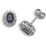 9ct White Gold 0.25ct Diamond & Amethyst Stud Earrings