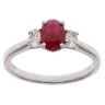 Platinum 0.20ct Diamond and Ruby Three Stone Ring