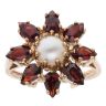 9ct Yellow Gold Pearl and Garnet Cluster Ring