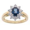 18ct Yellow Gold 0.63ct Brilliant Cut Diamond and Sapphire Cluster Ring