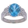 9ct White Gold 0.15ct Diamond and Blue Topaz Solitaire Ring