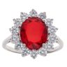 Silver Red Gemstone and Cubic Zirconia Cluster Ring By Icesia