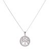 Silver Cubic Zirconia Tree of Life Pendant And Chain 18" By Icesia