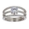 Silver Cubic Zirconia Solitaire Trio Band Ring by Icesia