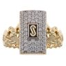 14ct Yellow Gold Monaco Classic Flex Pave Link Signet Ring
