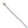 9ct Yellow Gold 0.12ct Diamond and Aquamarine Bracelet 7"