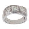 18ct White Gold 1.00ct Princess And Brilliant Cut Diamond Crossover Ring