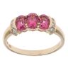 9ct Yellow Gold 0.10ct Diamond and Pink Tourmaline Three Stone Ring
